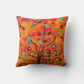 Brown Tree of Life W/花とオレンジカラーボホ クッション (裏面)