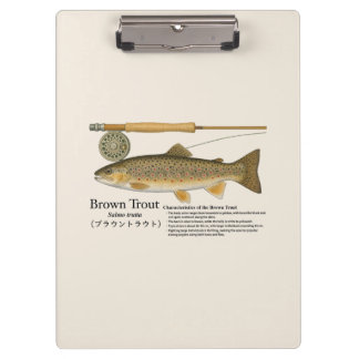 Brown Trout Fly Fishing Illustration Clipboard クリップボード