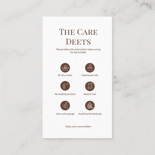 Brown Tumbler Care Card Instruction Insert QR Code 名刺 (裏面)