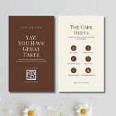Brown Tumbler Care Card Instruction Insert QR Code 名刺