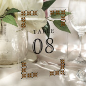 Brown Ukrainian Wedding Acrylic Table Number アクリル招待状