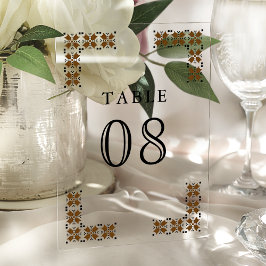 Brown Ukrainian Wedding Acrylic Table Number アクリル招待状