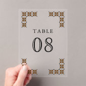 Brown Ukrainian Wedding Acrylic Table Number アクリル招待状 (インサイチュ (ポータブル))