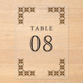 Brown Ukrainian Wedding Acrylic Table Number アクリル招待状 (正面)