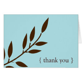 Brown Vine/Blue Design Modern Thank You Card