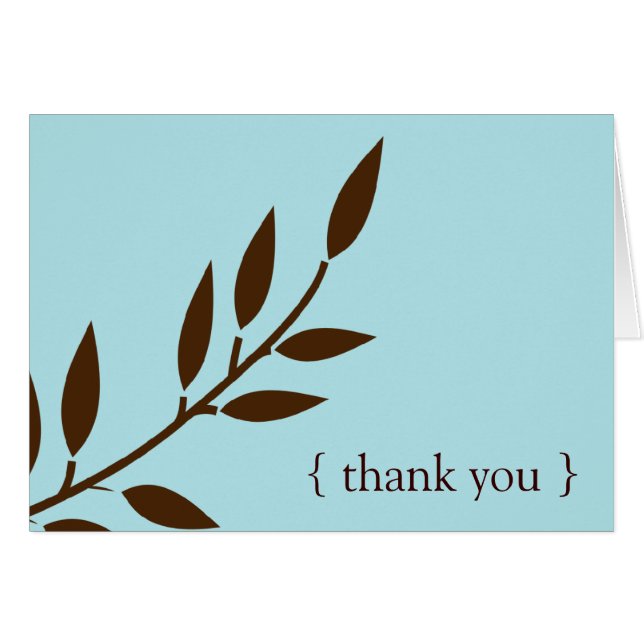 Brown Vine/Blue Design Modern Thank You Card (正面横)