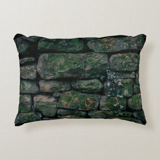 Brown vines on stacked stone blocks アクセントクッション (正面)