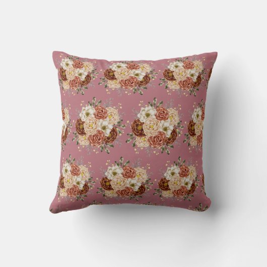 Brown Vintage Floral Pillow クッション (裏面)