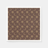 Brown vintage moon ornamental pattern スタンダードカクテルナプキン (正面)