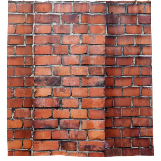 Brown wall brick シャワーカーテン (正面)