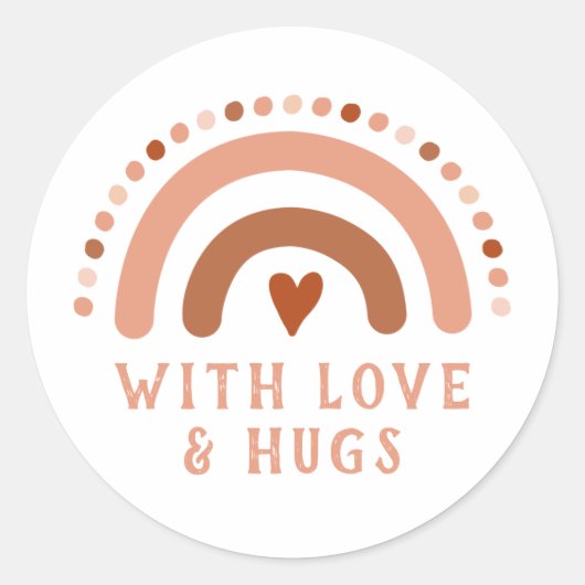 Brown Warn Rainbow Heart Spots  Business Card ラウンドシール (正面)