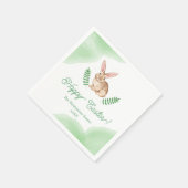 Brown Watercolor Bunny And Greenery Happy Easter スタンダードカクテルナプキン (角)