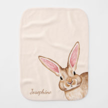 Brown Watercolor Bunny With Big Ears And Name