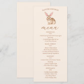 Brown Watercolor Bunny With Ears On Beige Easter メニュー (正面/裏面)