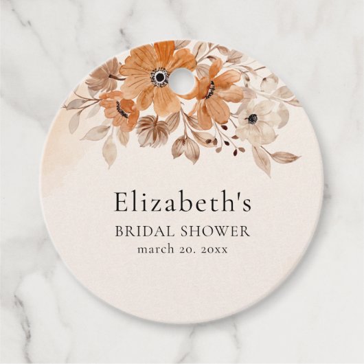 Brown Watercolor Flowers Boho Style  フェイバータグ (正面)