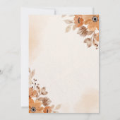 Brown Watercolor Flowers Boho Style Bridal Swower 招待状 (裏面)