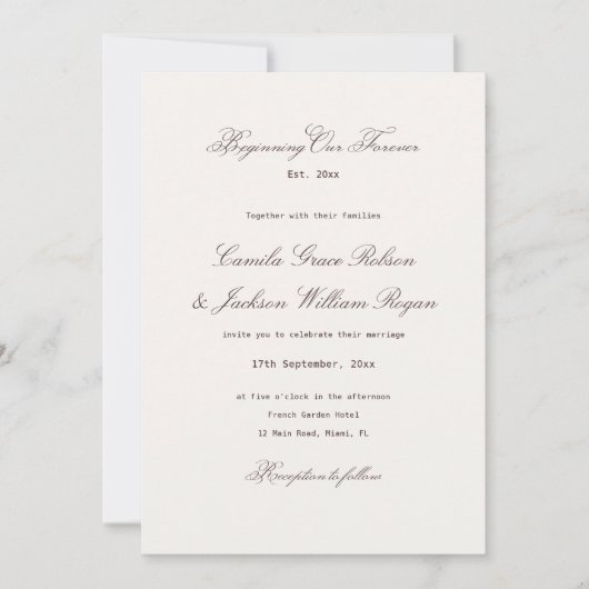 Brown Wedding 招待状 (正面)