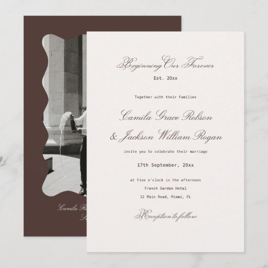 Brown Wedding 招待状 (正面/裏面)