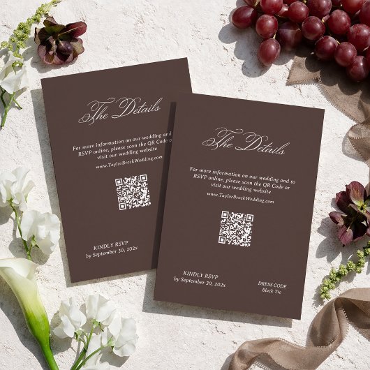 Brown Wedding Details Qr Code エンクロージャーカード