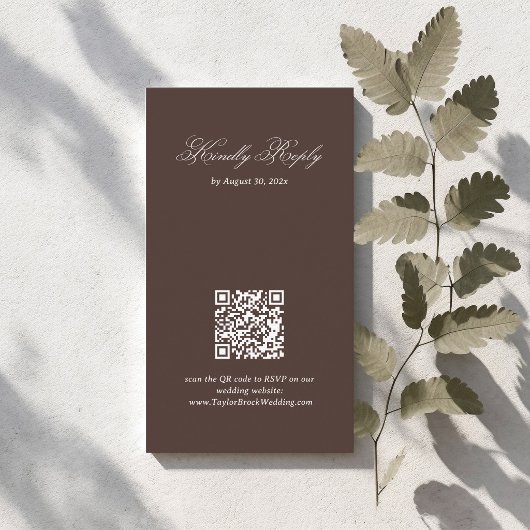 Brown Wedding RSVP Qr Code Enclosure Card エンクロージャーカード