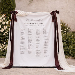 Brown Wedding Seating Chart Alphabetical Fabric タペストリー