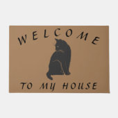Brown Welcome To My House Cat Doormat ドアマット (正面)