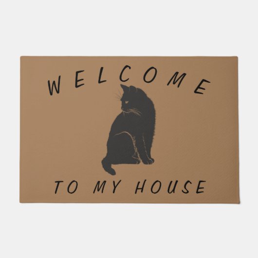 Brown Welcome to my House Cat Doormat ドアマット (正面)