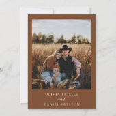 Brown Western Rustic Horse Country Photo Wedding 招待状 (裏面)