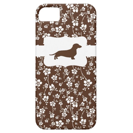 Brown&Whiteの花柄w/Dachshund Case-Mate iPhoneケース (裏面)