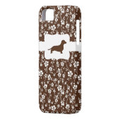 Brown&Whiteの花柄w/Dachshund Case-Mate iPhoneケース (裏面左)