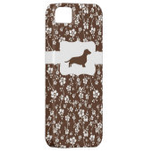 Brown&Whiteの花柄w/Dachshund Case-Mate iPhoneケース (裏面/右)
