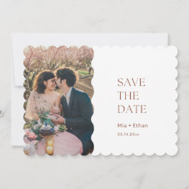 Brown White日付モダンカード招待状 セーブザデート