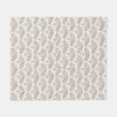 Brown white ethnic African traditional pattern フリースブランケット (正面(横))