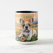 Brown & White Frenchie: Your Morning's Delight コーヒーマグカップ (中央)