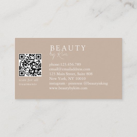 Brown & White Minimal Elegant, Salon QR Code 名刺 (裏面)