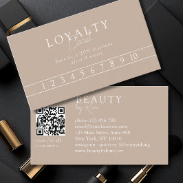Brown & White Minimal Elegant, Salon QR Code 名刺