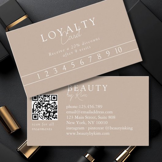 Brown & White Minimal Elegant, Salon QR Code 名刺