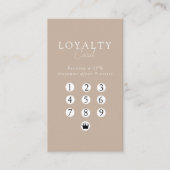 Brown & White Minimal Salon QR Code Loyalty 名刺 (正面)
