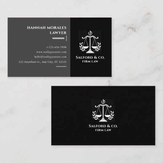 Brown & White Minimalist Attorney Modern Lawyer 名刺 (正面/裏面)