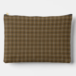 Brown White Plaid Classic Pattern Retro アクセサリーポーチ