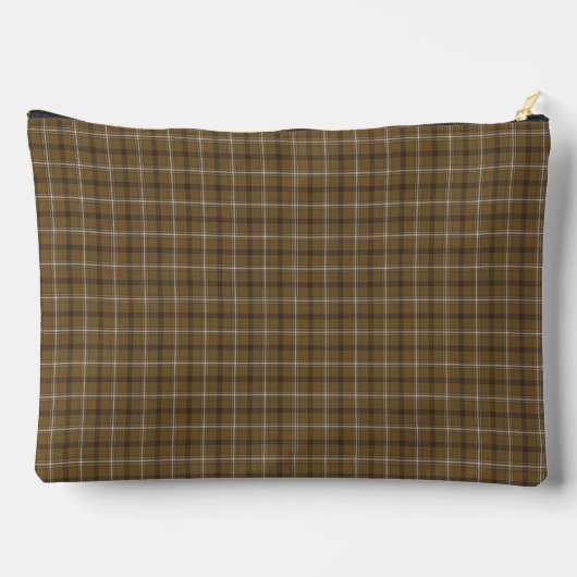 Brown White Plaid Classic Pattern Retro アクセサリーポーチ (裏面)