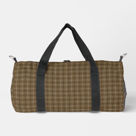 Brown White Plaid Classic Pattern Rustic ダッフルバッグ (正面)