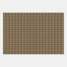Brown White Plaid Classic Pattern Rustic ラッピングペーパーシート