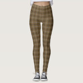Brown White Plaid Classic Pattern Rustic レギンス (正面)