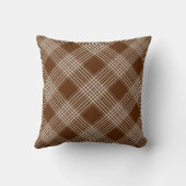 Brown & White Plaid Throw Pillow  クッション (裏面)