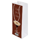 Brown & White Retro Minimalist Wine Gift Bag ワインギフトバッグ (裏面アングル)