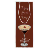 Brown & White Retro Minimalist Wine Gift Bag ワインギフトバッグ (裏面)