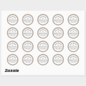 Brown & White Wedding Save the Date Round Label ラウンドシール (シート)