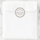 Brown & White Wedding Save the Date Round Label ラウンドシール (バッグ)