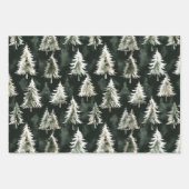 Brown White Winter Snowflakes Christmas ラッピングペーパーシート (正面2)